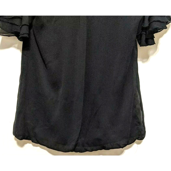 Marc Bouwer Blouse Black Short Sleeve Top Ruffles - Picture 4 of 6